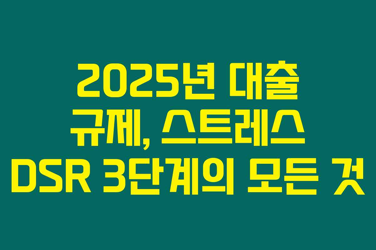 2025년 대출 규제, 스트레스 DSR 3단계의 모든 것