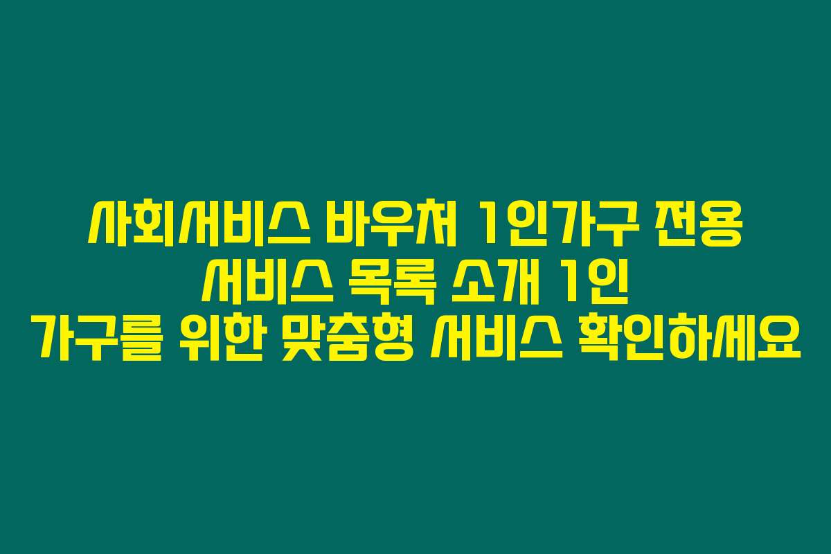 사회서비스 바우처 1인가구 전용 서비스 목록 소개 1인 가구를 위한 맞춤형 서비스 확인하세요