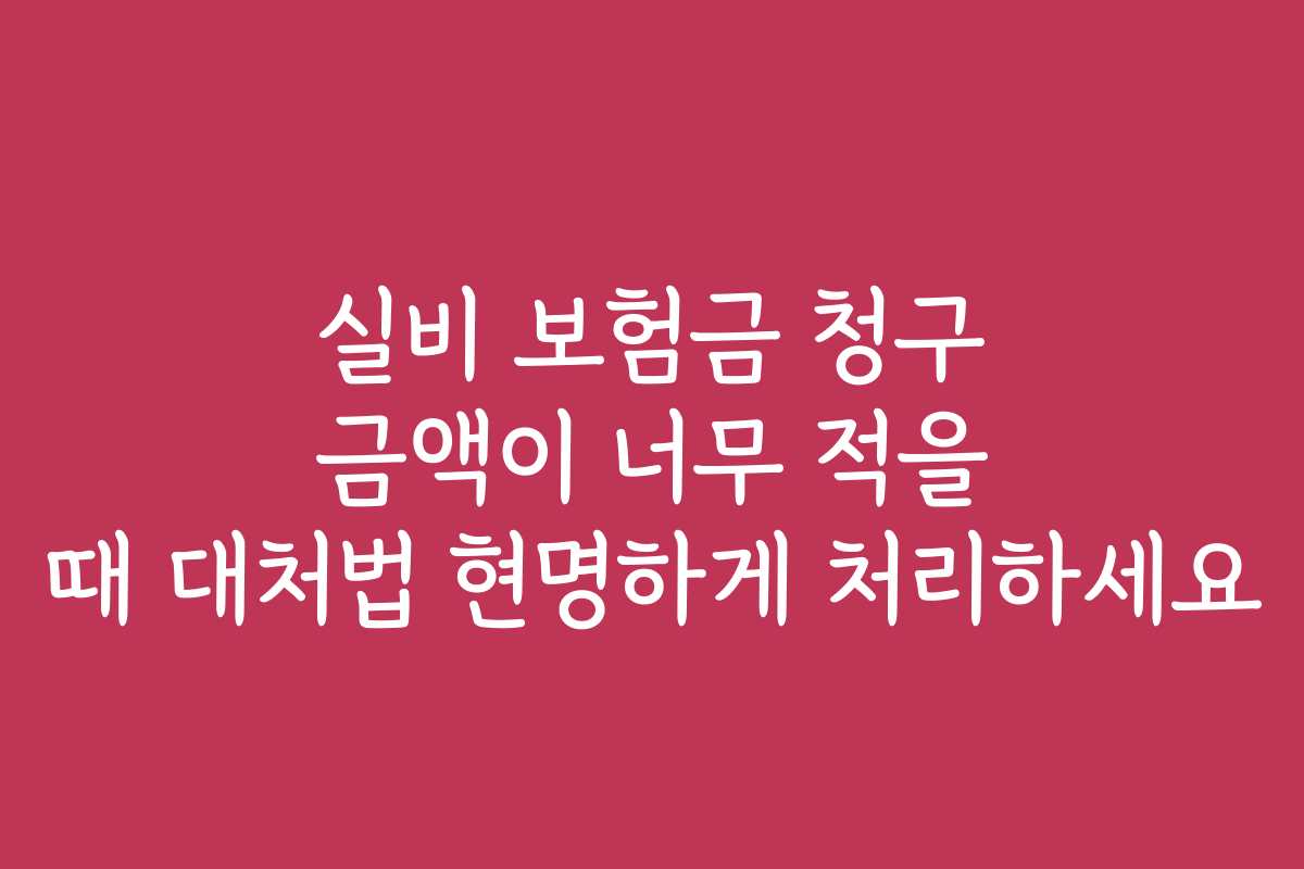 실비 보험금 청구 금액이 너무 적을 때 대처법 현명하게 처리하세요