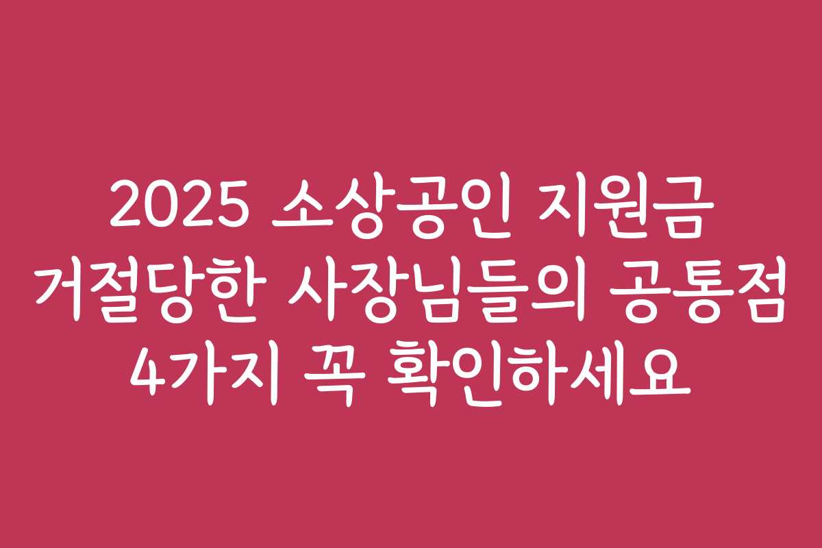 2025 소상공인 지원금 거절당한 사장님들의 공통점 4가지 꼭 확인하세요