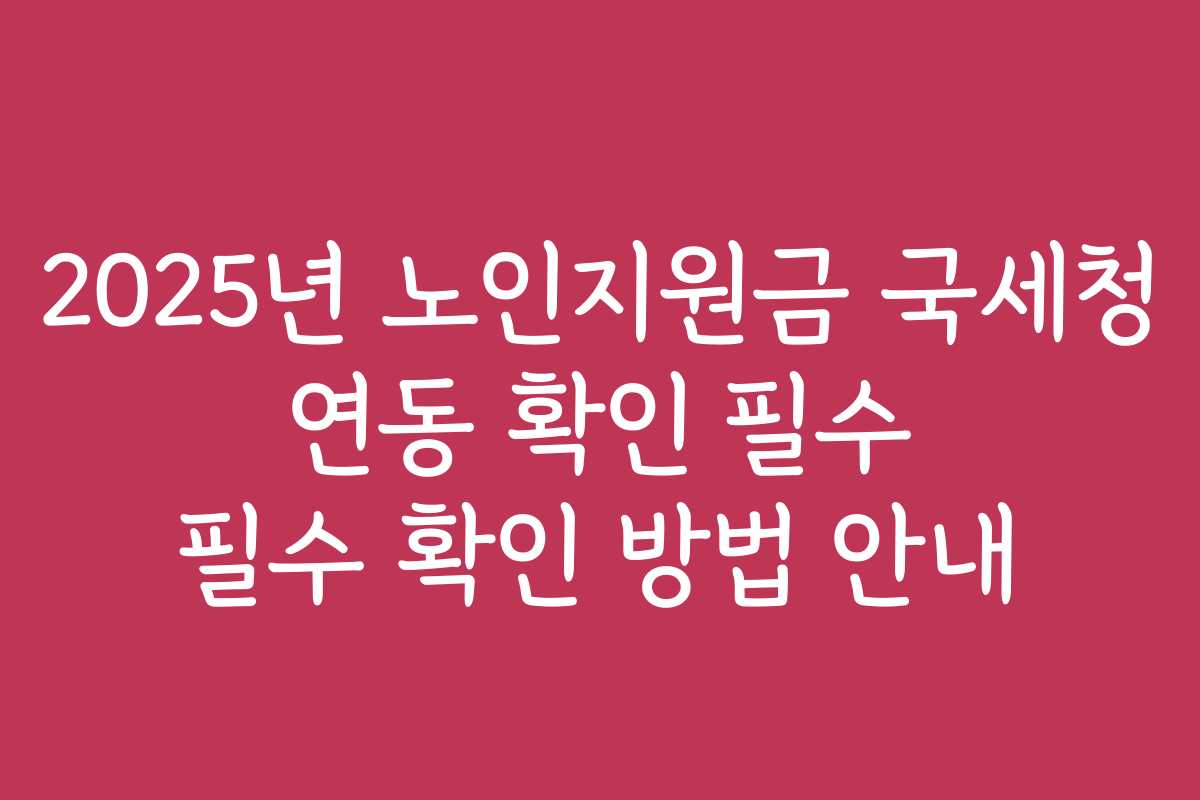 2025년 노인지원금 국세청 연동 확인 필수 필수 확인 방법 안내