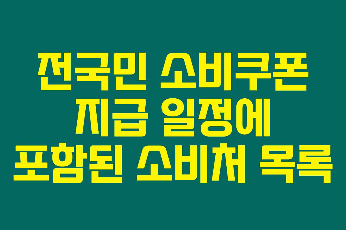 전국민 소비쿠폰 지급 일정에 포함된 소비처 목록