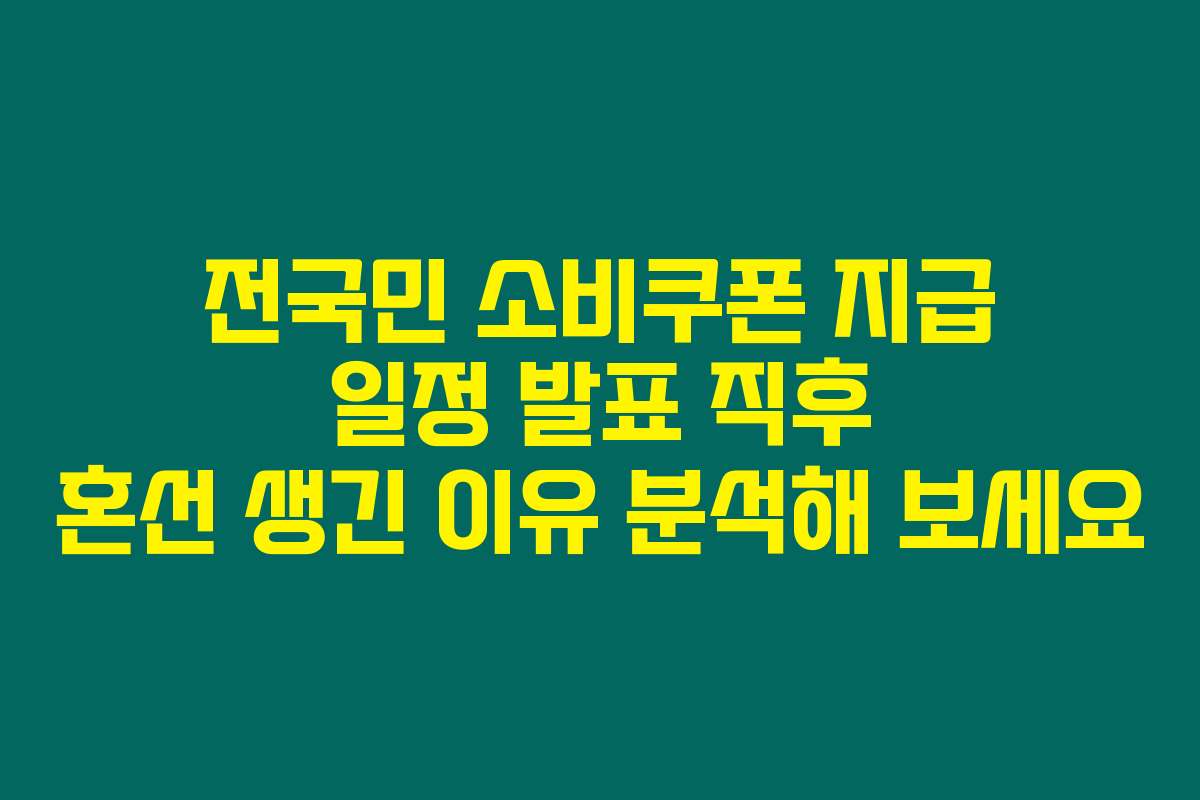전국민 소비쿠폰 지급 일정 발표 직후 혼선 생긴 이유 분석해 보세요
