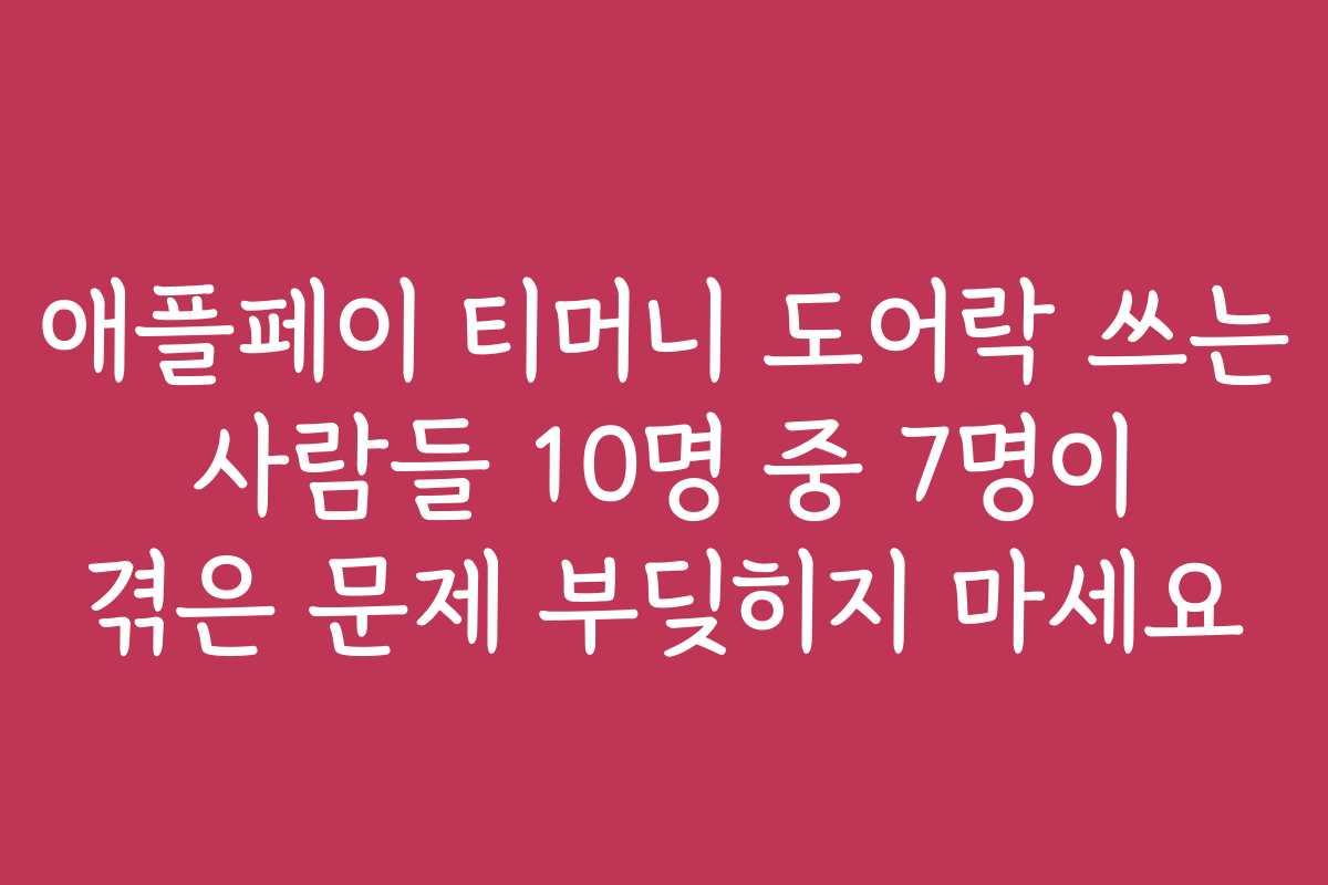 애플페이 티머니 도어락 쓰는 사람들 10명 중 7명이 겪은 문제 부딪히지 마세요