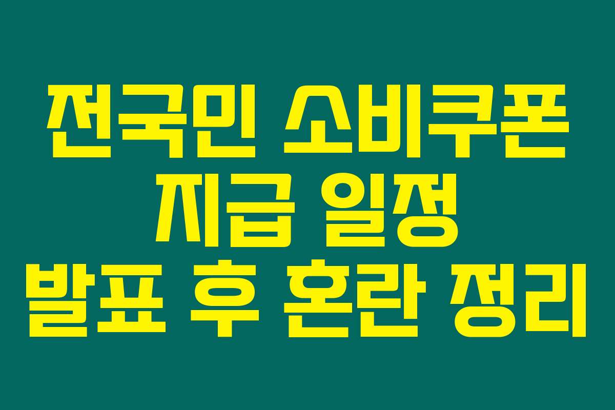 전국민 소비쿠폰 지급 일정 발표 후 혼란 정리