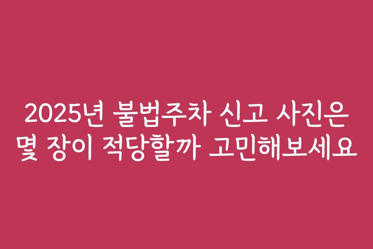 2025년 불법주차 신고 사진은 몇 장이 적당할까 고민해보세요