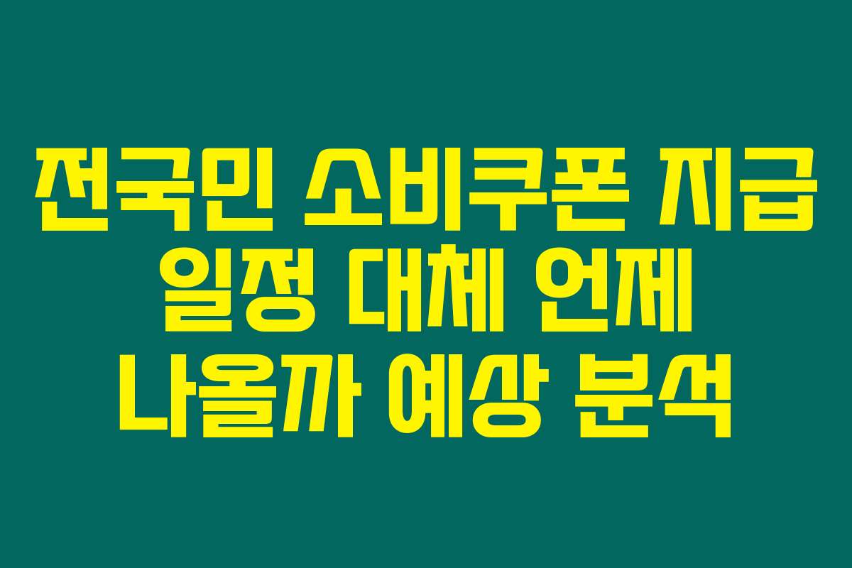 전국민 소비쿠폰 지급 일정 대체 언제 나올까 예상 분석