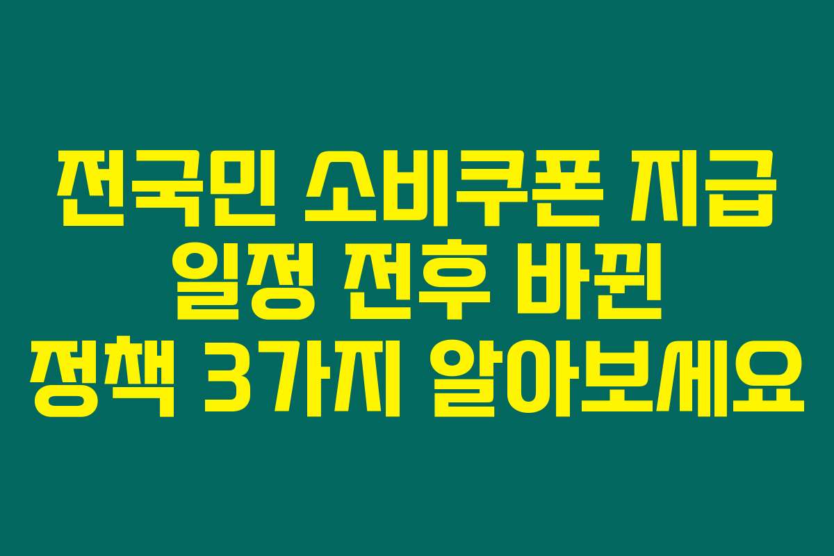 전국민 소비쿠폰 지급 일정 전후 바뀐 정책 3가지 알아보세요