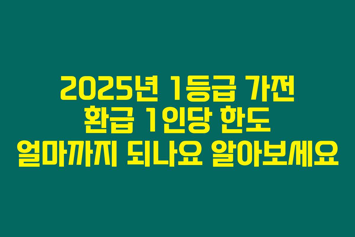 2025년 1등급 가전 환급 1인당 한도 얼마까지 되나요 알아보세요