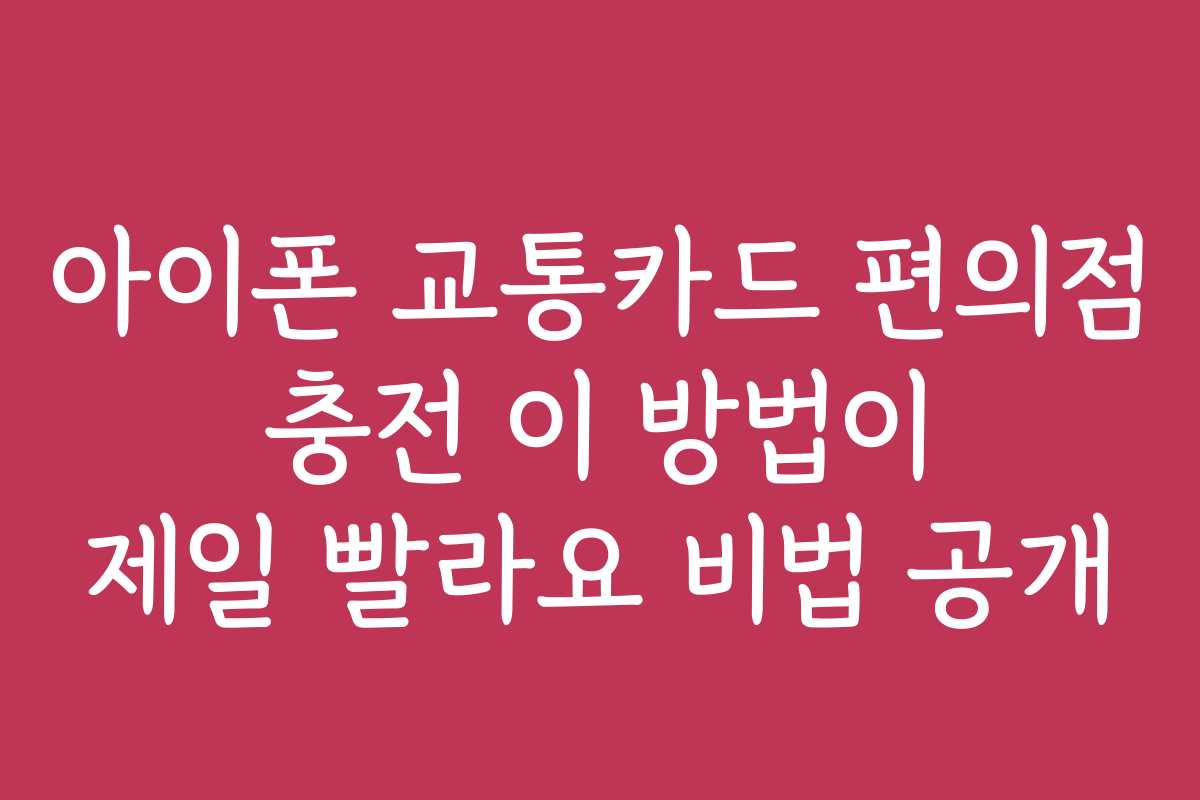 아이폰 교통카드 편의점 충전 이 방법이 제일 빨라요 비법 공개