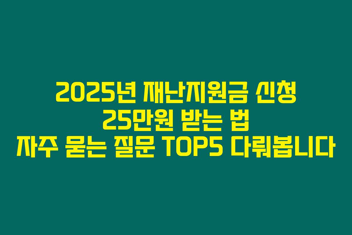 2025년 재난지원금 신청 25만원 받는 법 자주 묻는 질문 TOP5 다뤄봅니다