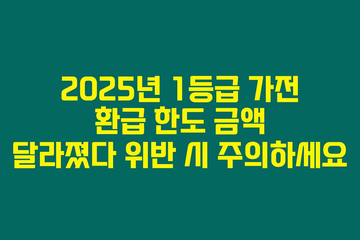 2025년 1등급 가전 환급 한도 금액 달라졌다 위반 시 주의하세요