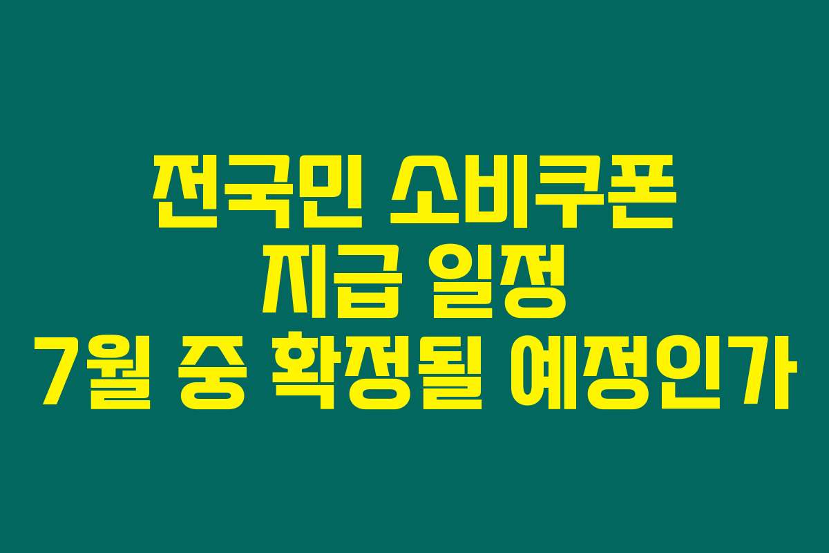 전국민 소비쿠폰 지급 일정 7월 중 확정될 예정인가