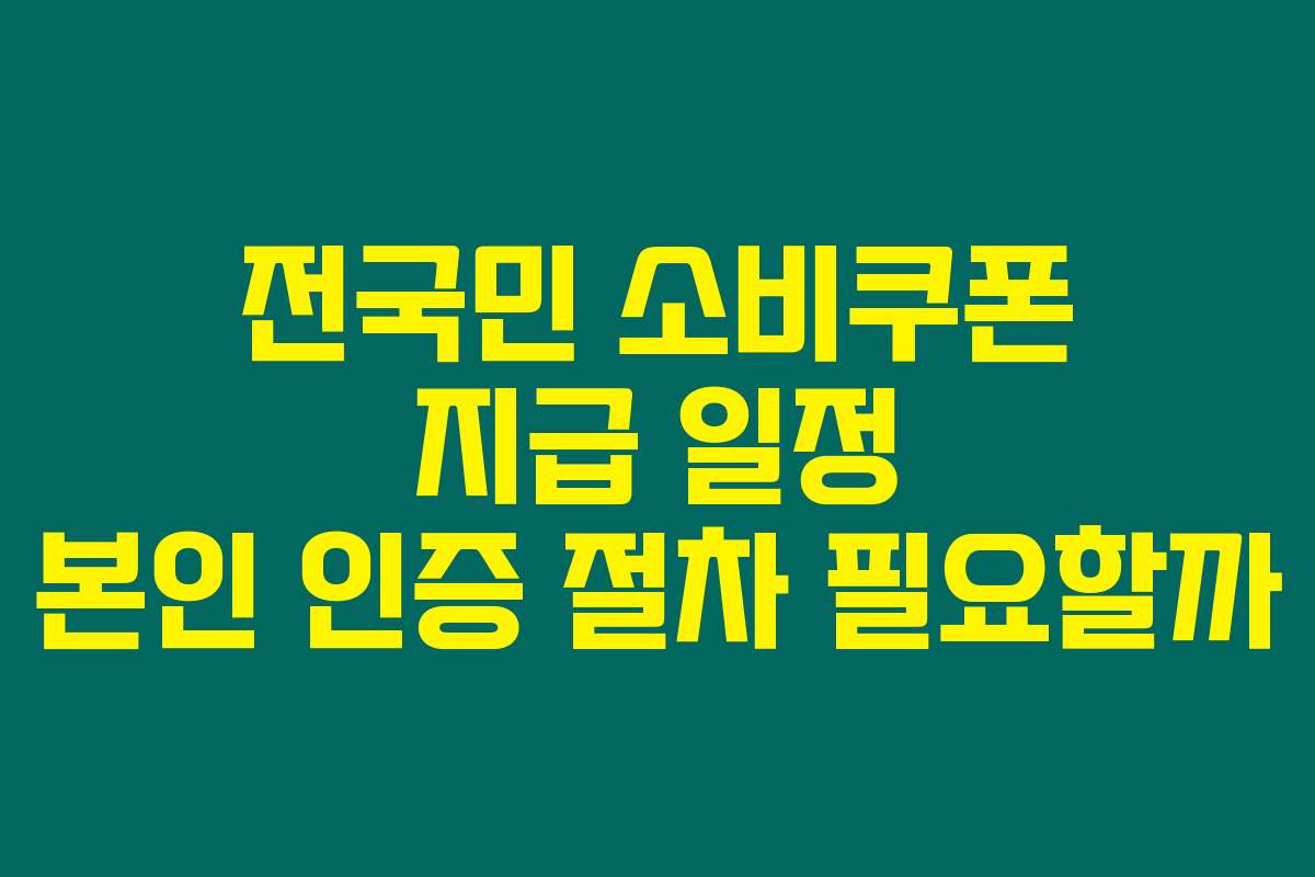 전국민 소비쿠폰 지급 일정 본인 인증 절차 필요할까