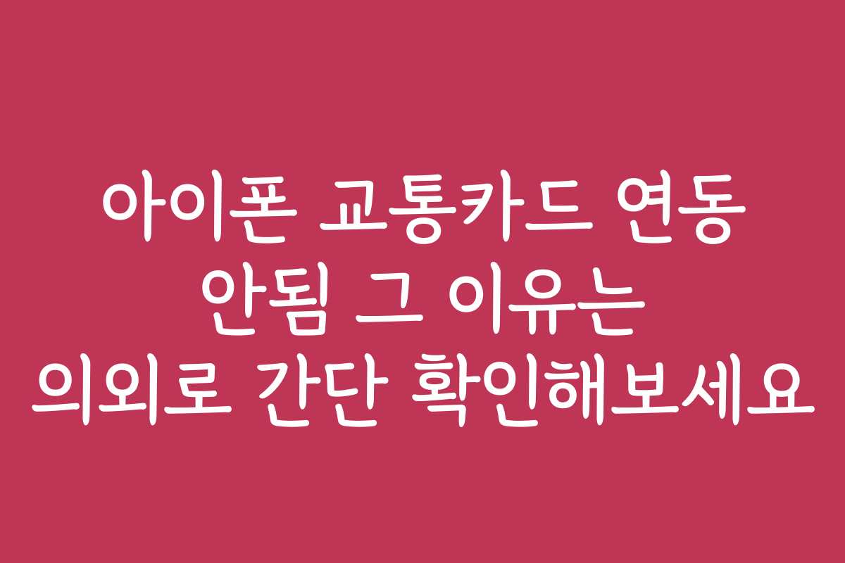 아이폰 교통카드 연동 안됨 그 이유는 의외로 간단 확인해보세요