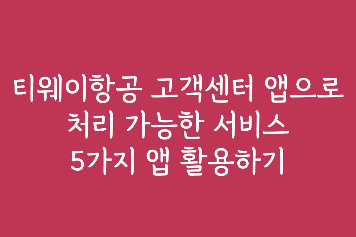 티웨이항공 고객센터 앱으로 처리 가능한 서비스 5가지 앱 활용하기