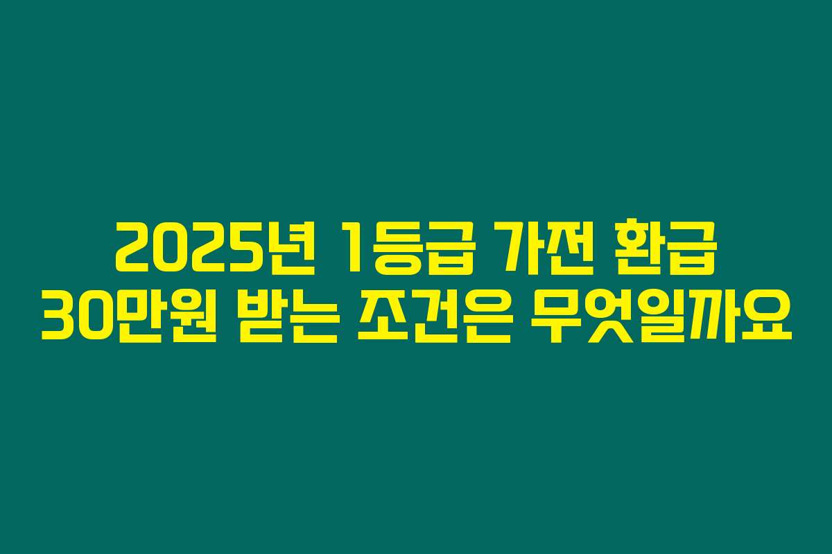 2025년 1등급 가전 환급 30만원 받는 조건은 무엇일까요