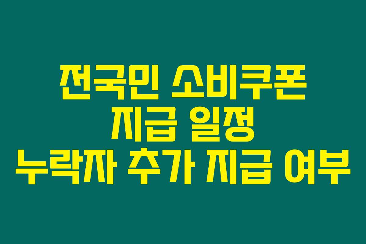 전국민 소비쿠폰 지급 일정 누락자 추가 지급 여부