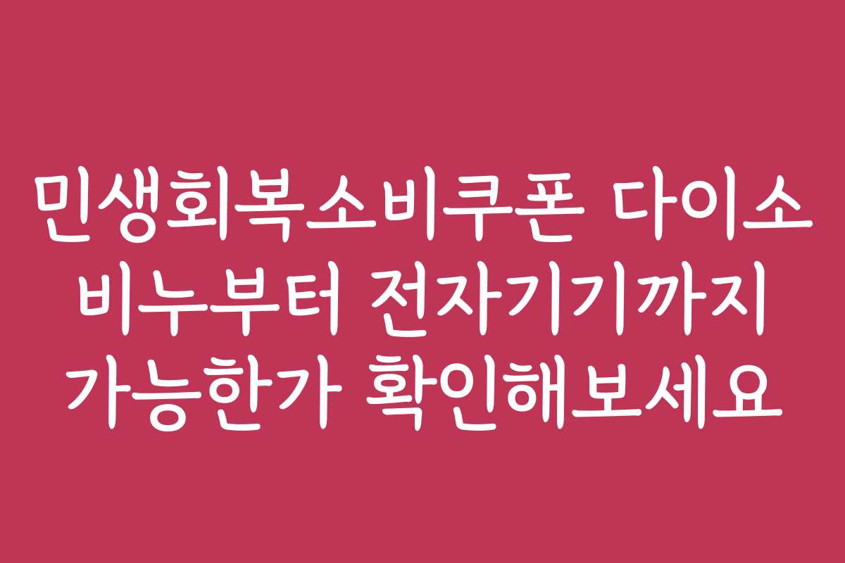 민생회복소비쿠폰 다이소 비누부터 전자기기까지 가능한가 확인해보세요