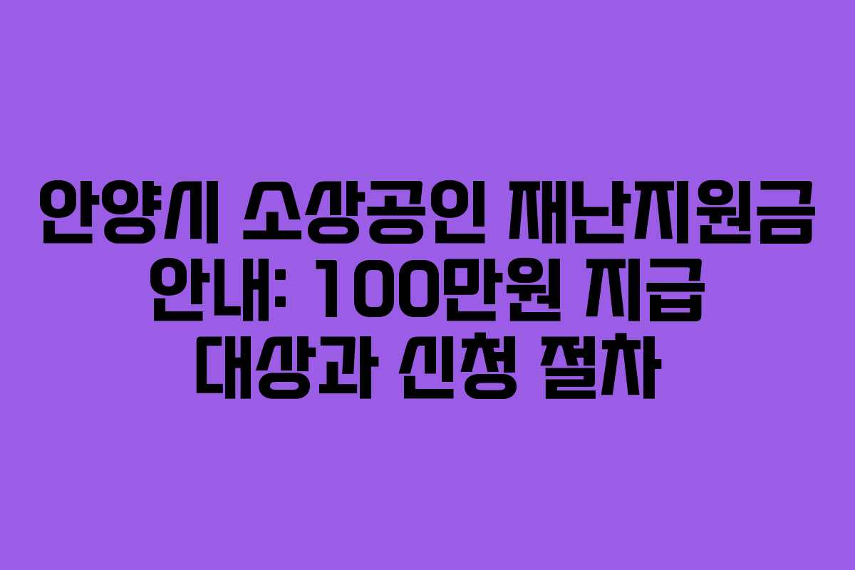 안양시 소상공인 재난지원금 안내: 100만원 지급 대상과 신청 절차