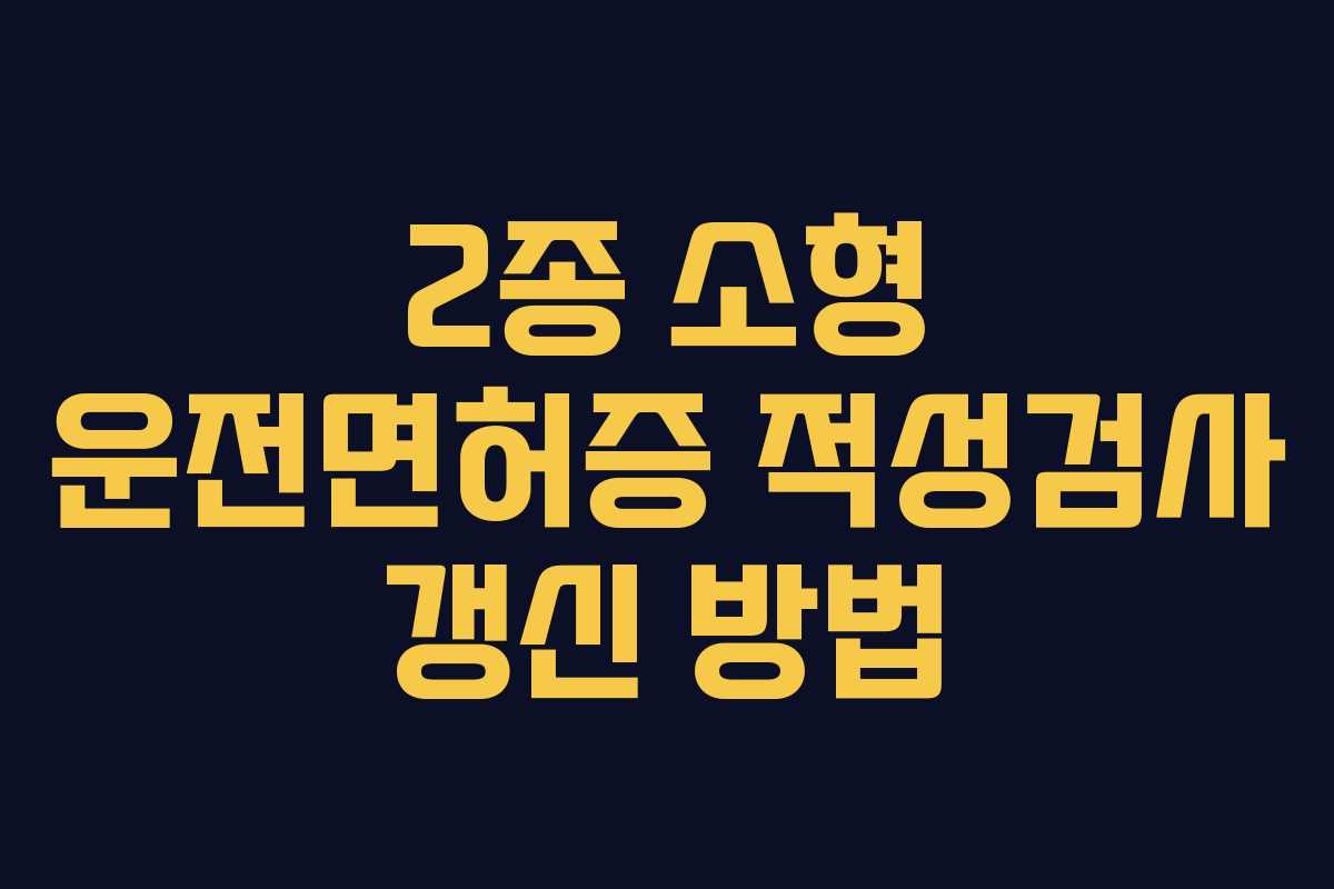 2종 소형 운전면허증 적성검사 갱신 방법