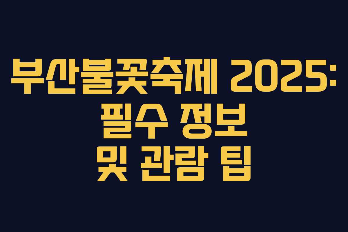 부산불꽃축제 2025: 필수 정보 및 관람 팁