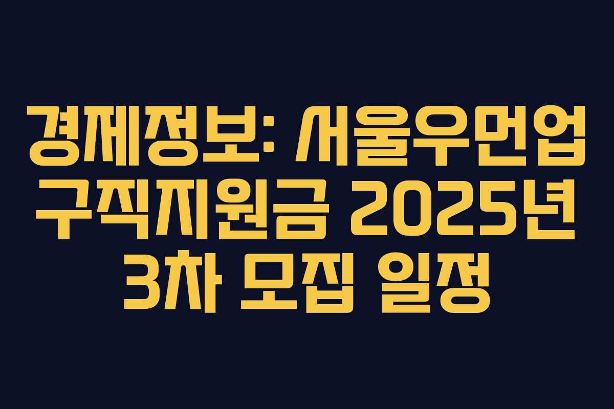 경제정보: 서울우먼업 구직지원금 2025년 3차 모집 일정