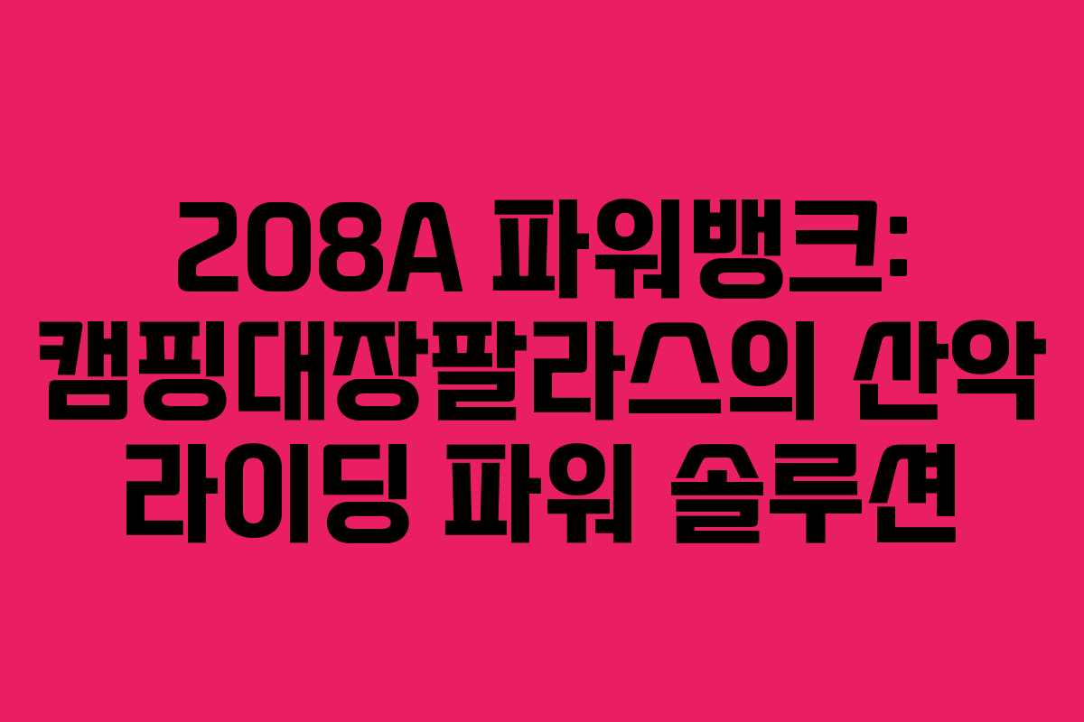 208A 파워뱅크: 캠핑대장팔라스의 산악 라이딩 파워 솔루션