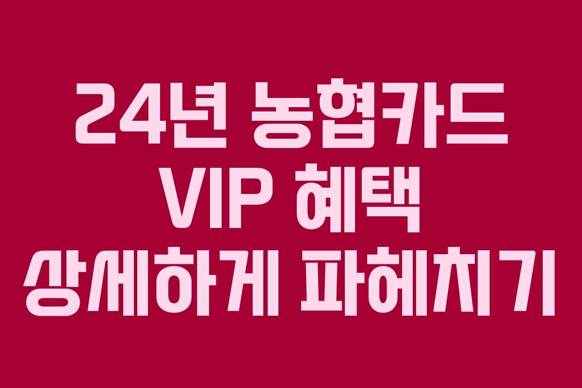 24년 농협카드 VIP 혜택 상세하게 파헤치기
