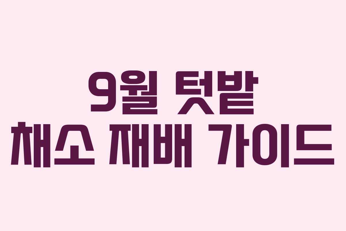 9월 텃밭 채소 재배 가이드
