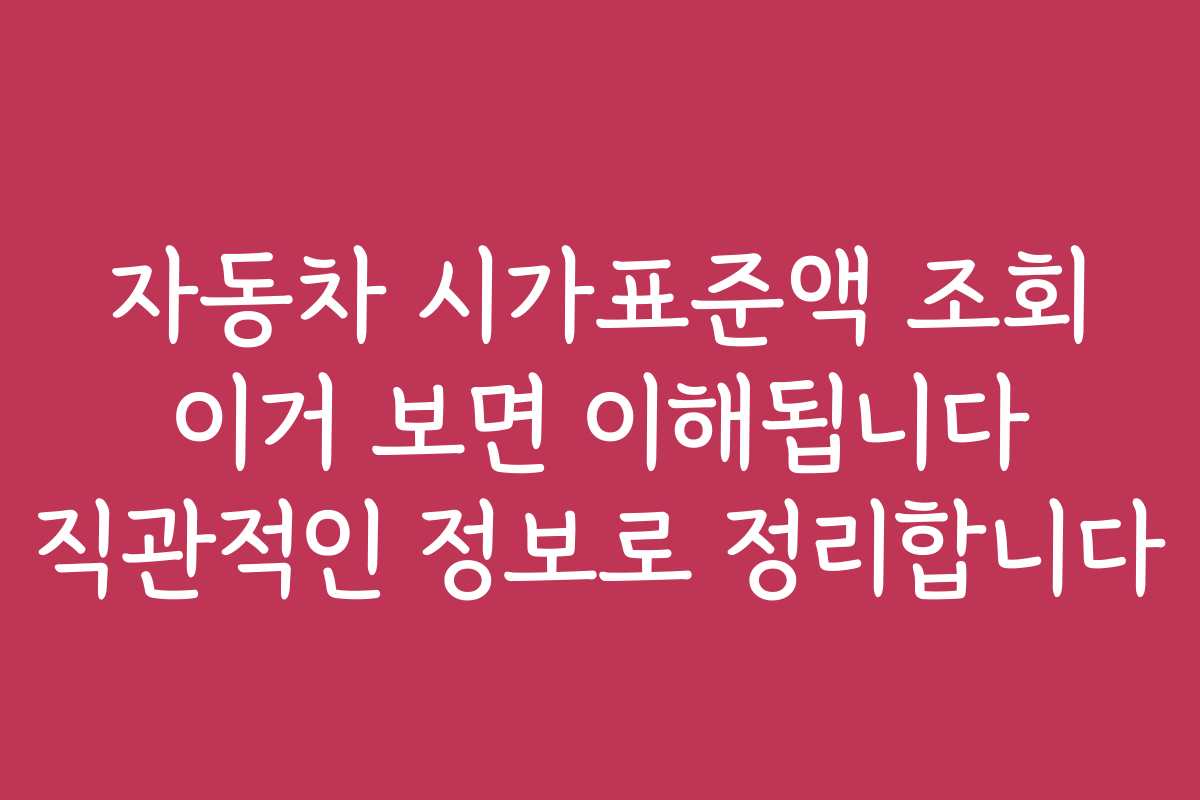 자동차 시가표준액 조회 이거 보면 이해됩니다 직관적인 정보로 정리합니다