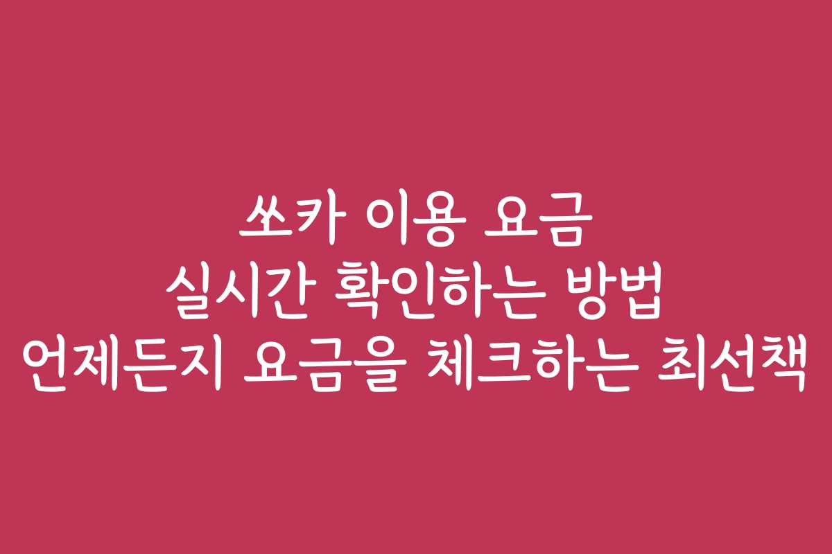 쏘카 이용 요금 실시간 확인하는 방법 언제든지 요금을 체크하는 최선책