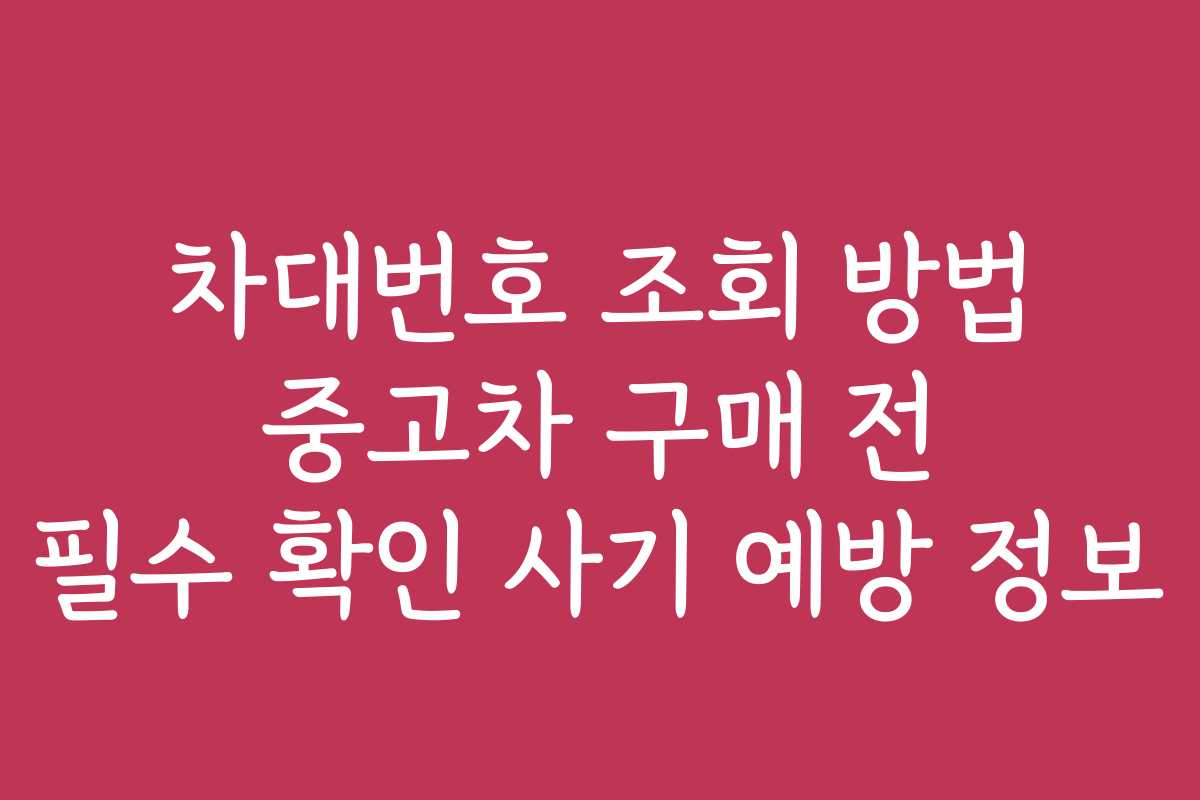 차대번호 조회 방법 중고차 구매 전 필수 확인 사기 예방 정보