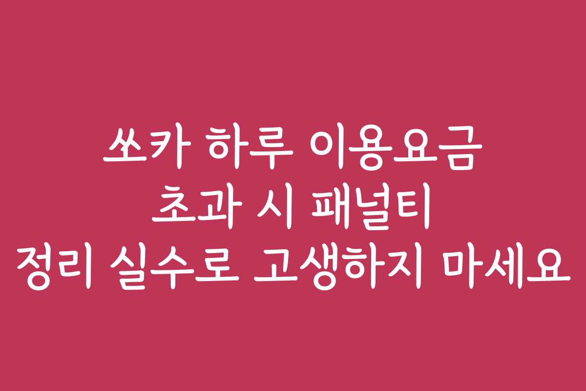 쏘카 하루 이용요금 초과 시 패널티 정리 실수로 고생하지 마세요