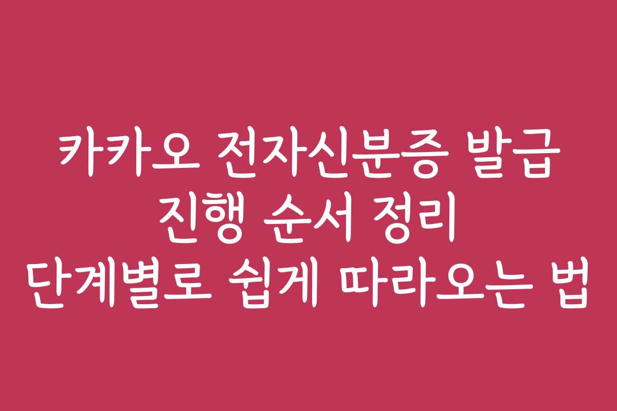 카카오 전자신분증 발급 진행 순서 정리 단계별로 쉽게 따라오는 법