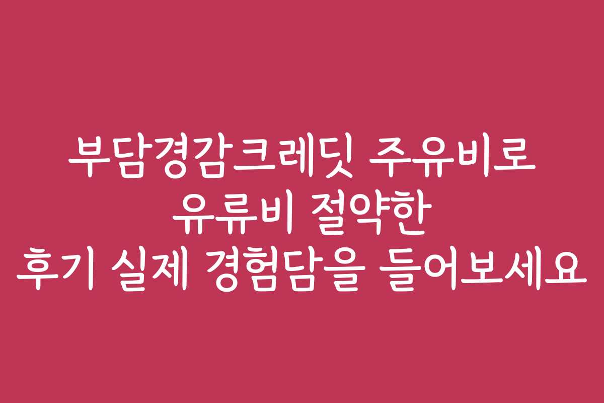 부담경감크레딧 주유비로 유류비 절약한 후기 실제 경험담을 들어보세요