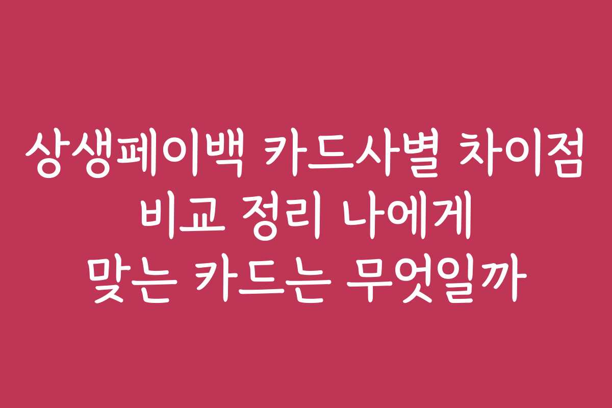상생페이백 카드사별 차이점 비교 정리 나에게 맞는 카드는 무엇일까