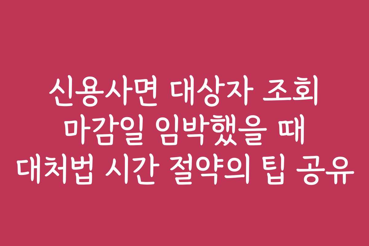 신용사면 대상자 조회 마감일 임박했을 때 대처법 시간 절약의 팁 공유