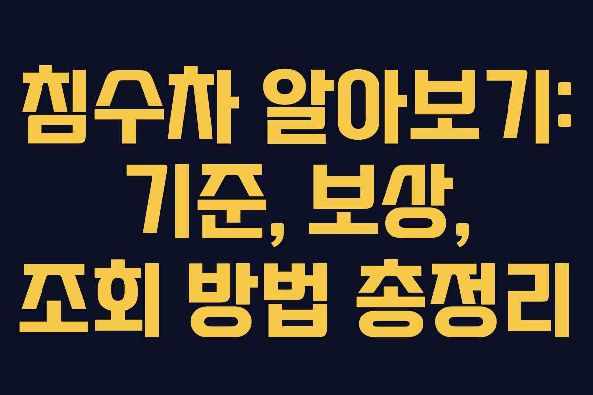 침수차 알아보기: 기준, 보상, 조회 방법 총정리