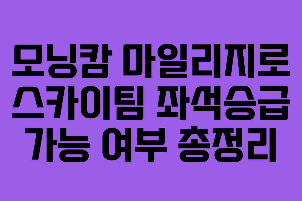 모닝캄 마일리지로 스카이팀 좌석승급 가능 여부 총정리