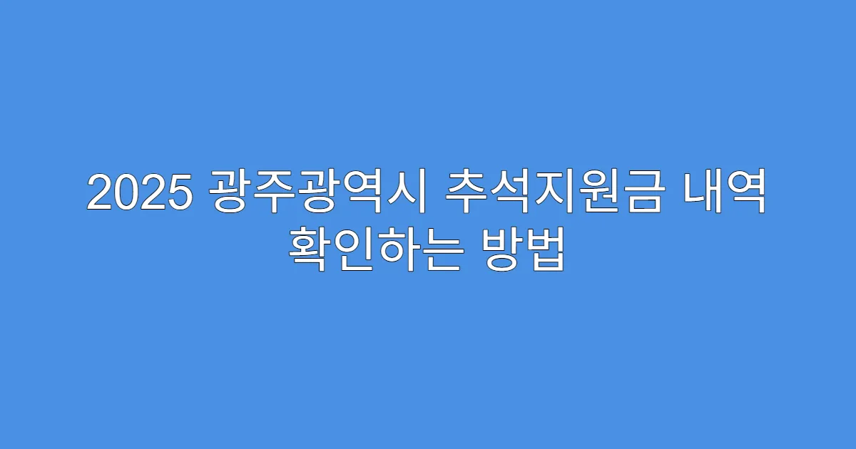 2025 광주광역시 추석지원금 내역 확인하는 방법
