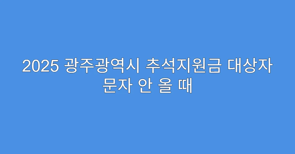 2025 광주광역시 추석지원금 대상자 문자 안 올 때