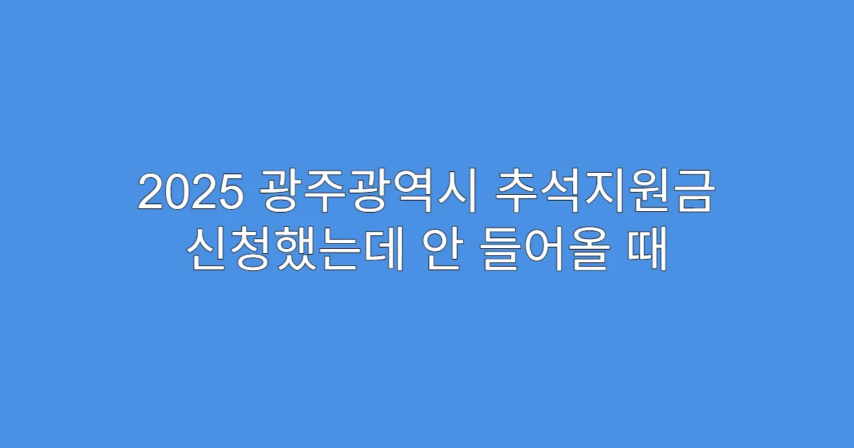 2025 광주광역시 추석지원금 신청했는데 안 들어올 때