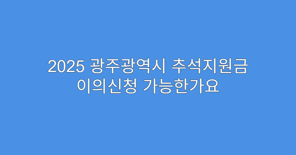 2025 광주광역시 추석지원금 이의신청 가능한가요