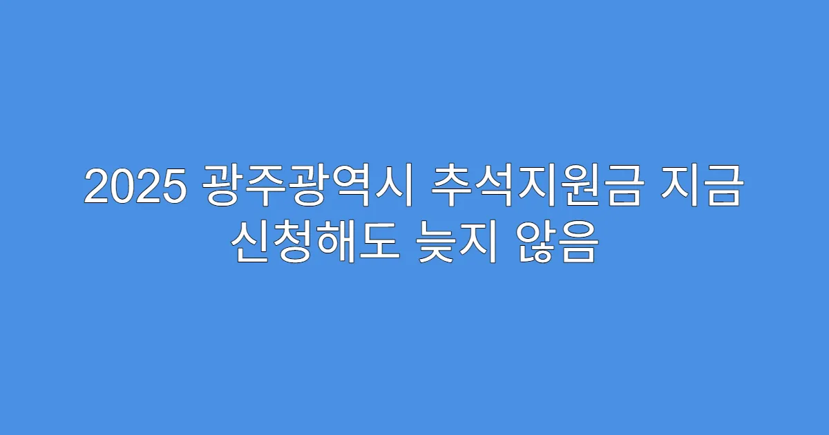 2025 광주광역시 추석지원금 지금 신청해도 늦지 않음
