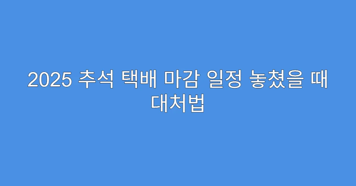 2025 추석 택배 마감 일정 놓쳤을 때 대처법
