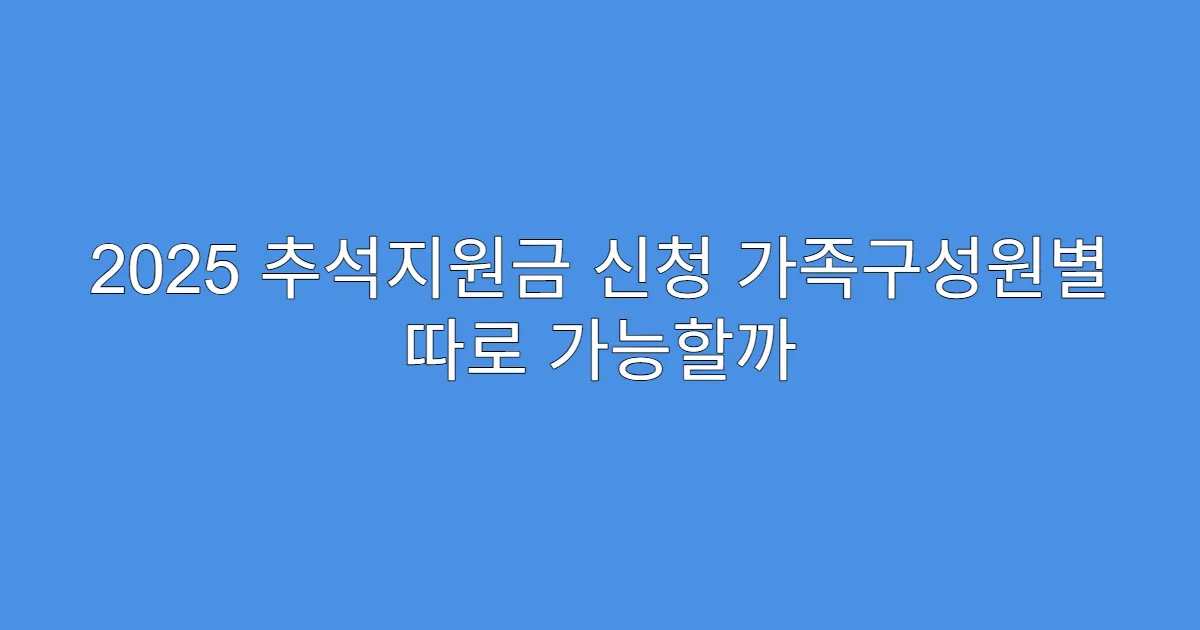 2025 추석지원금 신청 가족구성원별 따로 가능할까