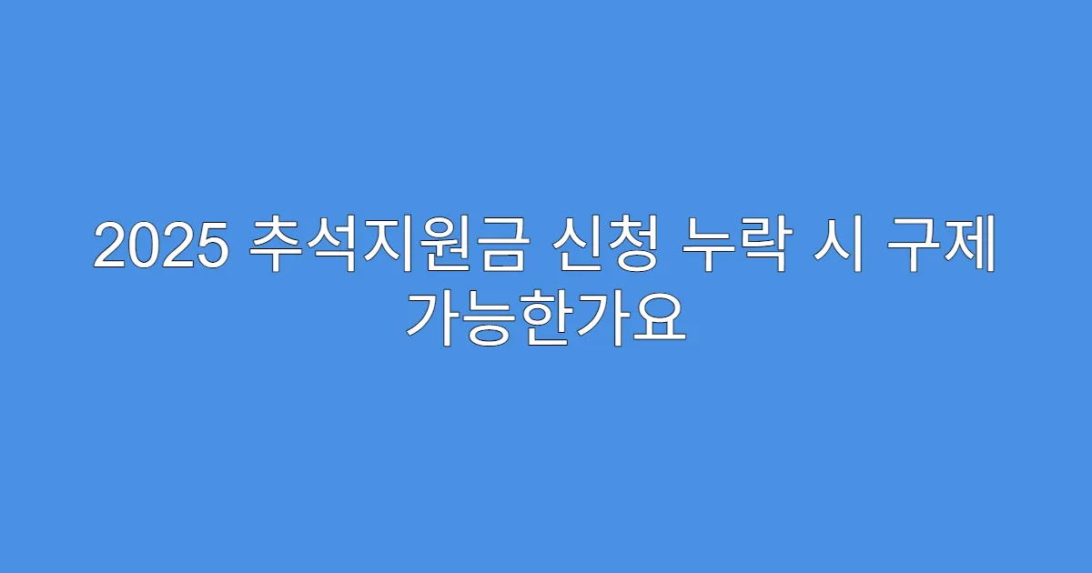 2025 추석지원금 신청 누락 시 구제 가능한가요