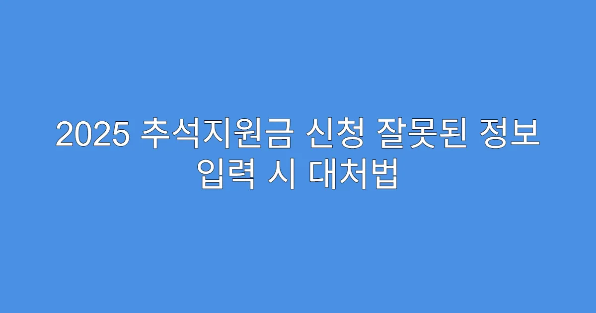 2025 추석지원금 신청 잘못된 정보 입력 시 대처법