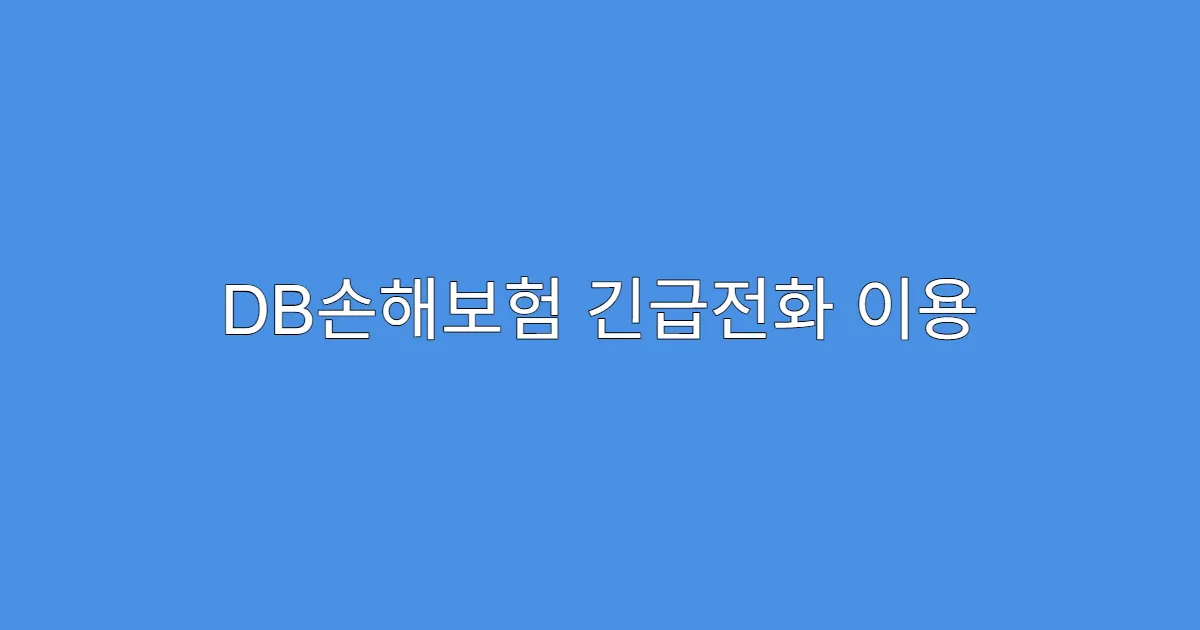 DB손해보험 긴급전화 이용 방법 총정리